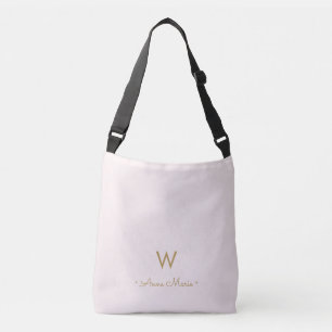 Moderne Roze Goud Schrift Monogram Crossbody Tas