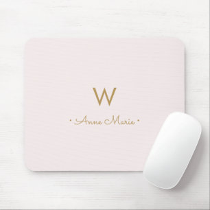 Moderne Roze Goud Schrift Monogram Muismat