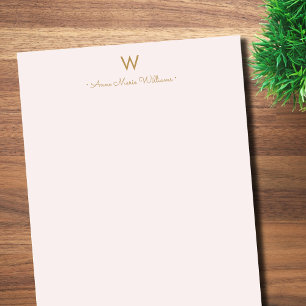 Moderne Roze Goud Schrift Monogram Notitieblok