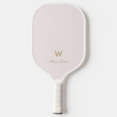 Moderne Roze Goud Schrift Monogram Pickleball Paddle (Achterkant)