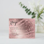 Moderne Roze Goud Trendige Budget Bruiloft Briefkaart (Staand voorkant)