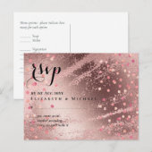 Moderne Roze Goud Trendige Budget Bruiloft Briefkaart (Voorkant / Achterkant)