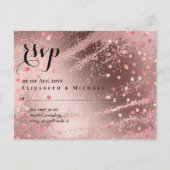 Moderne Roze Goud Trendige Budget Bruiloft Briefkaart (Voorkant)