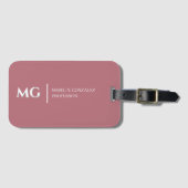 Moderne Roze Goud Trendy Stijlvolle Monogram Bagagelabel (Voorkant (horizontaal))