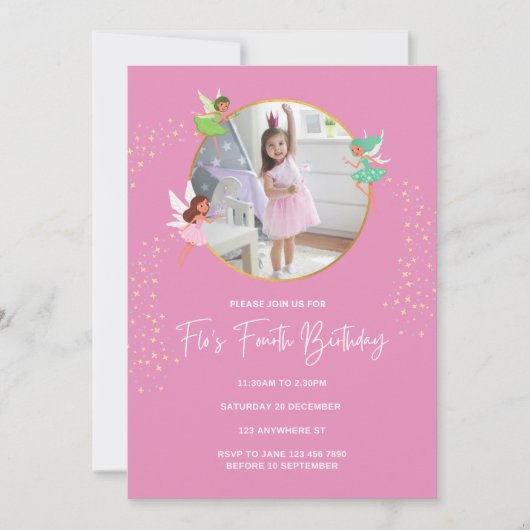 Moderne Roze Goud . Uitnodiging Verjaardagsfeestje (Voorkant)