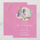 Moderne Roze Goud . Uitnodiging Verjaardagsfeestje (Voorkant / Achterkant)
