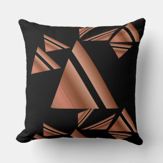 Moderne Roze Goud Zwarte Geometrische Driehoeken Kussen
