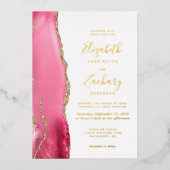 Moderne roze goudbruidbruding folie uitnodiging (Voorkant)