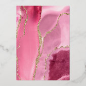 Moderne roze goudbruidbruding folie uitnodiging (Achterkant)