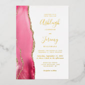 Moderne roze goudbruidbruding folie uitnodiging (Voorkant)