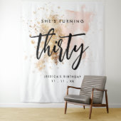 Moderne roze gouden 30e verjaardag achtergrondbann wandkleed (In situ)