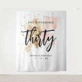 Moderne roze gouden 30e verjaardag achtergrondbann wandkleed (Voorkant)