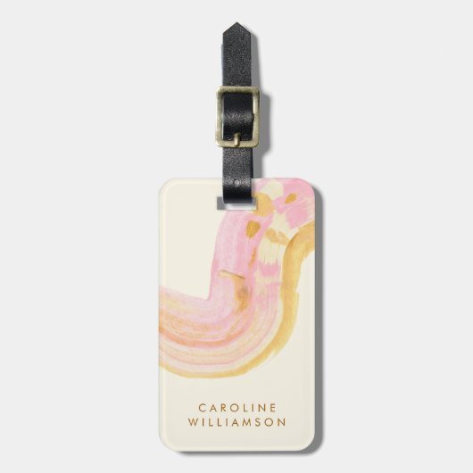 Moderne Roze Gouden Abstracte Gepersonaliseerde Me Bagagelabel (Voorkant verticaal)