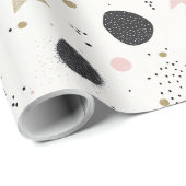 Moderne Roze Gouden Abstracte Kerst Inpakpapier (Rol Hoek)