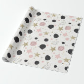 Moderne Roze Gouden Abstracte Kerst Inpakpapier (Uitgerold)