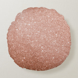 Moderne Roze Gouden Abstracte Metallic Textuur Rond Kussen