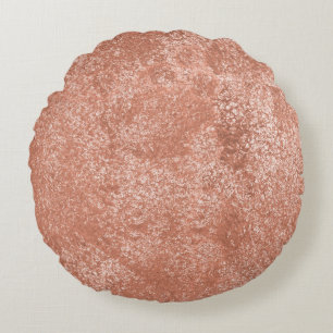 Moderne Roze Gouden Abstracte Metallic Textuur Rond Kussen