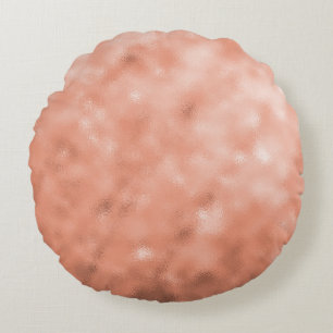 Moderne Roze Gouden Abstracte Metallic Textuur Rond Kussen