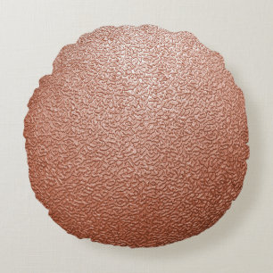 Moderne Roze Gouden Abstracte Metallic Textuur Rond Kussen