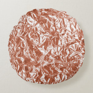 Moderne Roze Gouden Abstracte Metallic Textuur Rond Kussen