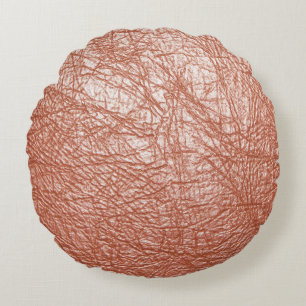 Moderne Roze Gouden Abstracte Metallic Textuur Rond Kussen