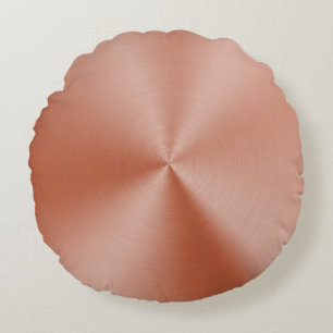 Moderne Roze Gouden Abstracte Metallic Textuur Rond Kussen