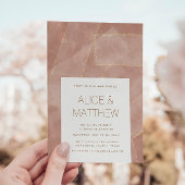 Moderne Roze Gouden Abstracte Trouw Uitnodiging