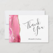 Moderne roze gouden agaat bruiloft flat dank u kaart (Voorkant)
