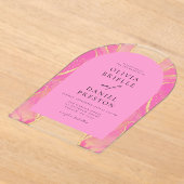 Moderne Roze Gouden Agaat Huwelijk Elegant Acryl Uitnodigingen (Laagn)