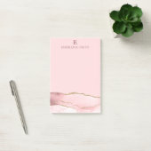 Moderne Roze Gouden Agaat Marmer Monogram Post-it® Notes (Kantoor)