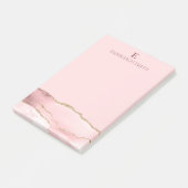 Moderne Roze Gouden Agaat Marmer Monogram Post-it® Notes (Schuin)