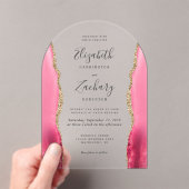 Moderne Roze Gouden Agaat Trouwboog Acryl Uitnodigingen (Insitu (Draagbaar))