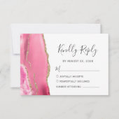Moderne Roze Gouden Agaat Trouwkaart RSVP Kaartje (Voorkant)