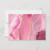 Moderne Roze Gouden Agaat Trouwkaart RSVP Kaartje (Achterkant)