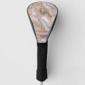 Moderne Roze Gouden Agate Gepersonaliseerde Golfheadcover (Voorkant)