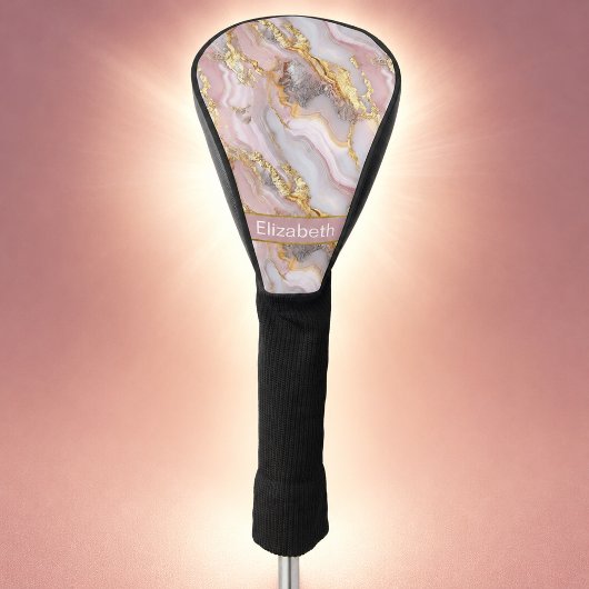 Moderne Roze Gouden Agate Gepersonaliseerde Golfheadcover