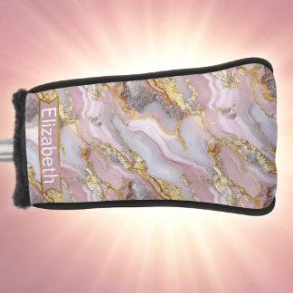 Moderne Roze Gouden Agaten Gepersonaliseerde Golfheadcover