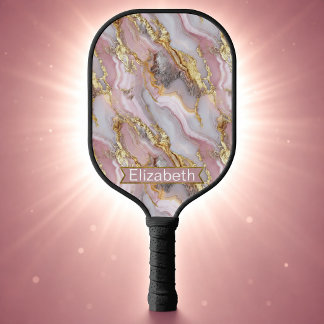 Moderne Roze Gouden Agaten Gepersonaliseerde Pickleball Paddle