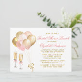 Moderne Roze Gouden Ballonnen Bruidsfeest Brunch Kaart (Staand voorkant)