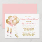 Moderne Roze Gouden Ballonnen Bruidsfeest Brunch Kaart (Voorkant / Achterkant)