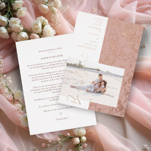 Moderne Roze Gouden Be Our Guest Foto Koppel Folie Uitnodiging