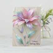 Moderne roze gouden bloem verjaardag kaart (Staand voorkant)