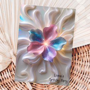 Moderne roze gouden bloem verjaardag kaart