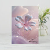 Moderne roze gouden bloem verjaardagsuitnodiging kaart (Staand voorkant)