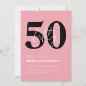 Moderne roze gouden bloem verjaardagsuitnodiging kaart (Achterkant)