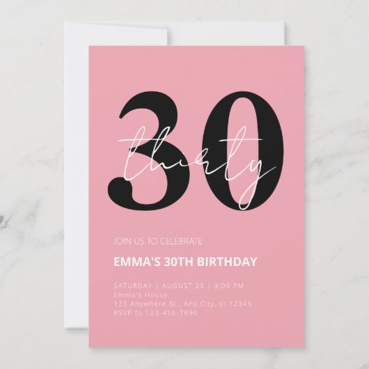 Moderne roze gouden bloem verjaardagsuitnodiging kaart (Achterkant)