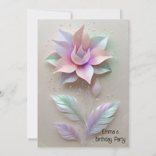 Moderne roze gouden bloem verjaardagsuitnodiging kaart (Voorkant)