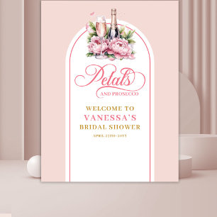 Moderne roze gouden bloemblaadjes en prosecco even wandkleed