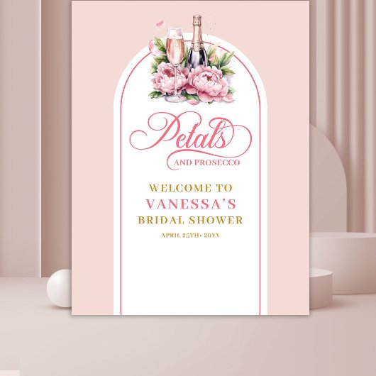Moderne roze gouden bloemblaadjes en prosecco even wandkleed