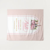Moderne roze gouden bloemblaadjes en prosecco even wandkleed (Voorkant (horizontaal))